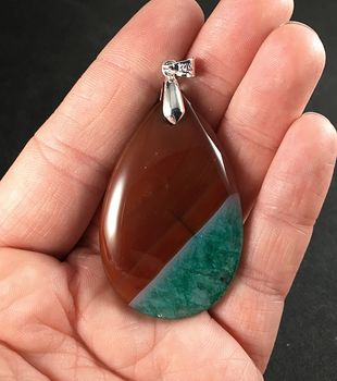 Brown and Teal and Green Druzy Agate Stone Pendant #WXuRw61RNDE