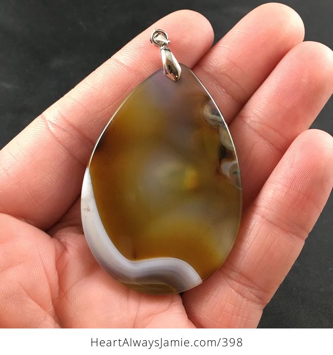 Brown and White Dendrite Stone Agate Pendant Necklace - #DBpzcXvTUO0-2