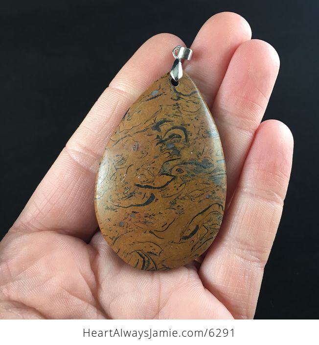 Brown Elephant Skin Jasper Stone Jewelry Pendant - #vG4W0OeRaAs-1