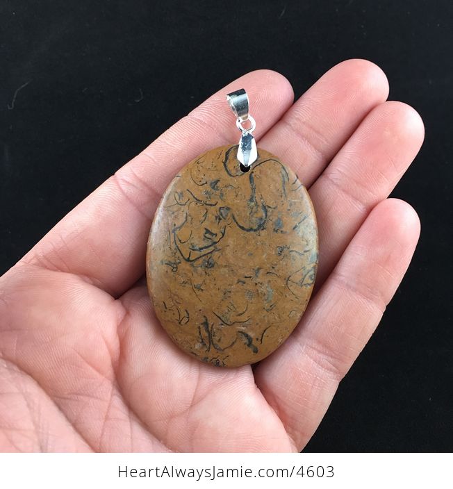 Brown Oval Elephant Skin Jasper Stone Jewelry Pendant - #E0jKluypAhk-1