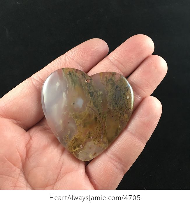 Brownish Green Heart Shaped Moss Agate Stone Jewelry Pendant - #oorLqckINzk-1