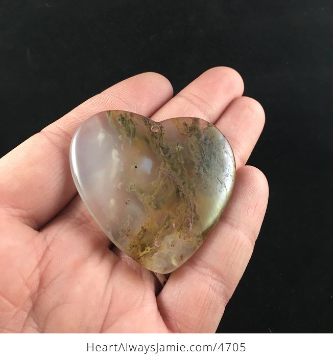 Brownish Green Heart Shaped Moss Agate Stone Jewelry Pendant - #oorLqckINzk-2