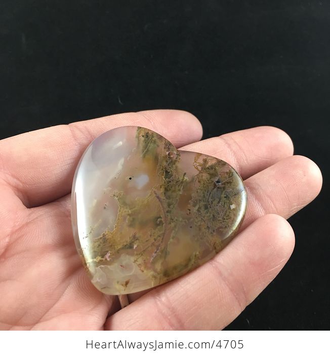 Brownish Green Heart Shaped Moss Agate Stone Jewelry Pendant - #oorLqckINzk-3