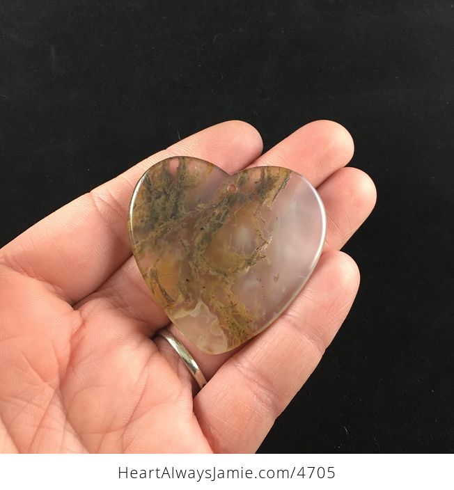 Brownish Green Heart Shaped Moss Agate Stone Jewelry Pendant - #oorLqckINzk-5