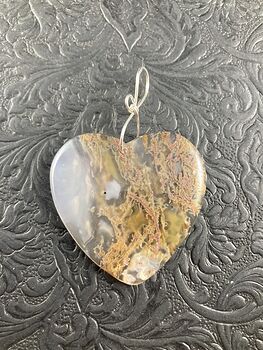 Brownish Green Heart Shaped Moss Agate Stone Jewelry Pendant Crystal Ornament #3mIMuG6f6Zk