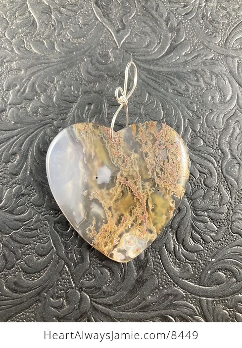 Brownish Green Heart Shaped Moss Agate Stone Jewelry Pendant Crystal Ornament - #3mIMuG6f6Zk-1