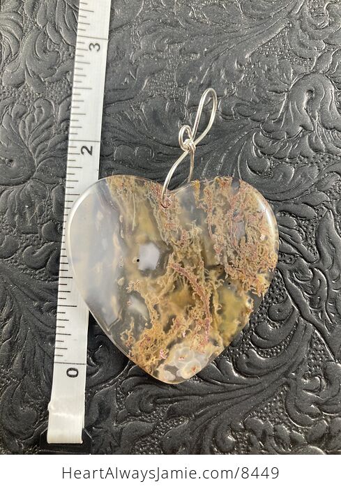 Brownish Green Heart Shaped Moss Agate Stone Jewelry Pendant Crystal Ornament - #3mIMuG6f6Zk-5