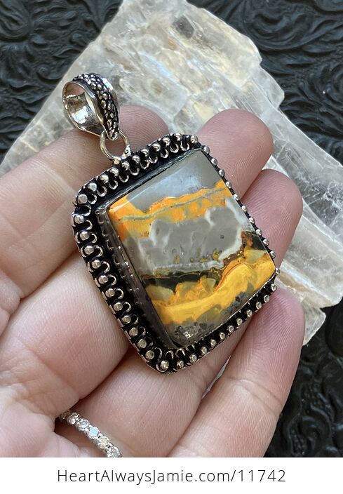 Bumble Bee Jasper Crystal Stone Jewelry Pendant - #tLEQ4oCZLkU-2