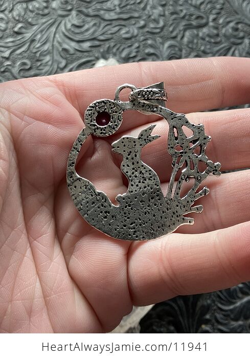 Bunny Rabbit with a Ruby Moon Crystal Stone Jewelry Pendant - #O32sim2IjcM-4