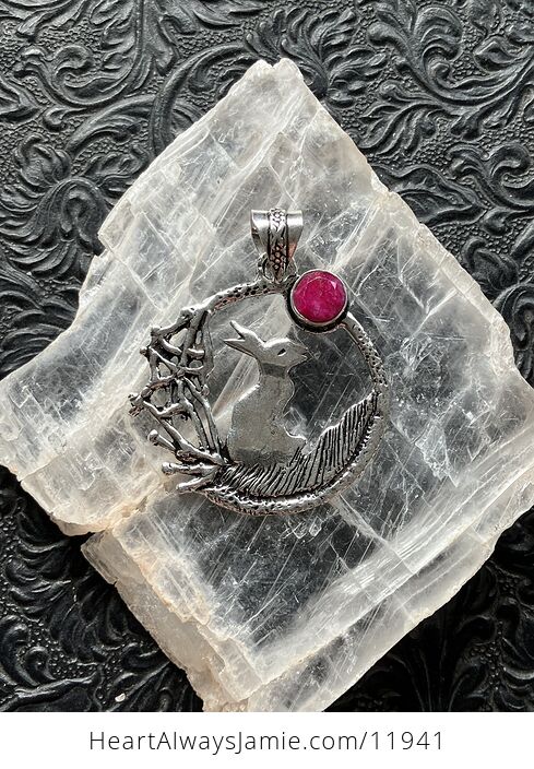 Bunny Rabbit with a Ruby Moon Crystal Stone Jewelry Pendant - #O32sim2IjcM-6