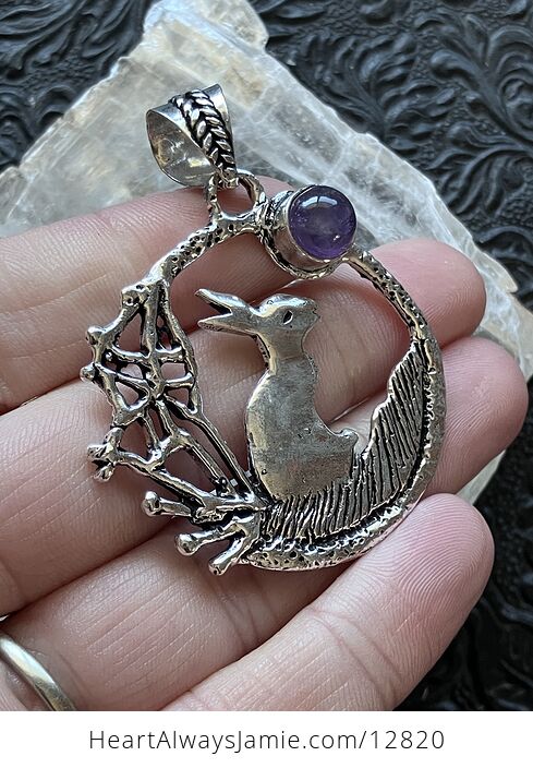 Bunny Rabbit with an Amethyst Moon or Sun Crystal Stone Jewelry Pendant - #kmfXoSifjzQ-2