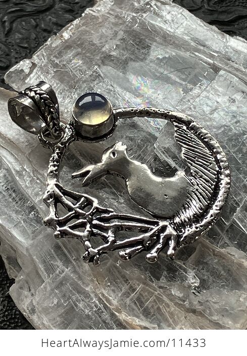 Bunny Rabbit with an Opalite Moon Crystal Stone Jewelry Pendant - #zLXq1HqdMvQ-6