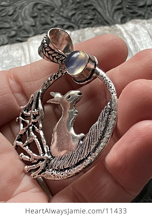 Bunny Rabbit with an Opalite Moon Crystal Stone Jewelry Pendant - #zLXq1HqdMvQ-4