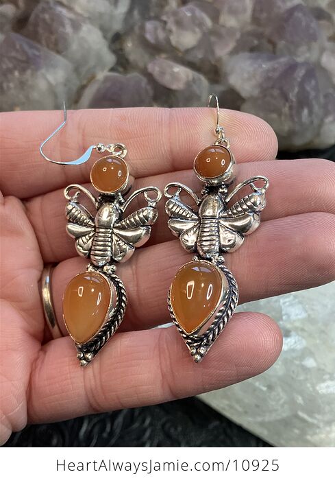Butterfly and Carnelian Stone Crystal Jewelry Earrings - #entMf7K5Hew-3