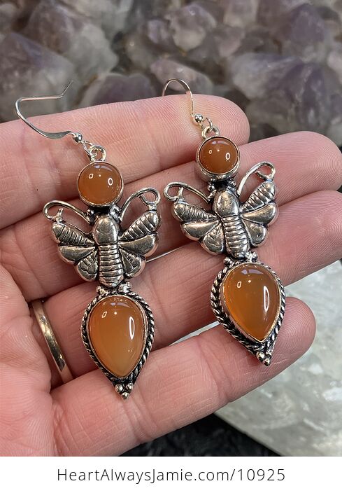 Butterfly and Carnelian Stone Crystal Jewelry Earrings - #entMf7K5Hew-2