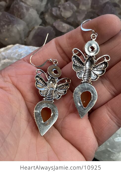 Butterfly and Carnelian Stone Crystal Jewelry Earrings - #entMf7K5Hew-4