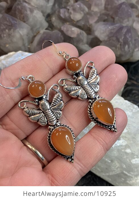 Butterfly and Carnelian Stone Crystal Jewelry Earrings - #entMf7K5Hew-1