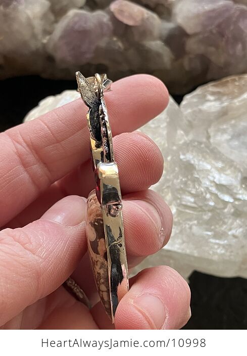 Butterfly Birds Eye Jasper Quartz Coral and Peridot Crystal Stone Jewelry Pendant - #5iaqEHEHWG0-4