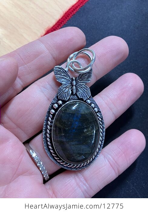 Butterfly Labradorite Crystal Stone Jewelry Pendant - #MgjX7VmJPlo-2