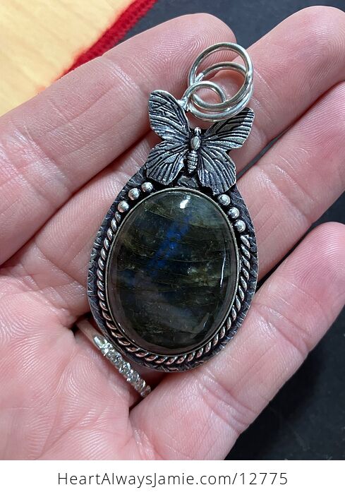 Butterfly Labradorite Crystal Stone Jewelry Pendant - #MgjX7VmJPlo-4