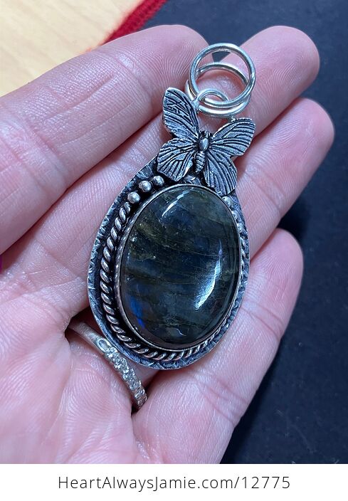 Butterfly Labradorite Crystal Stone Jewelry Pendant - #MgjX7VmJPlo-5