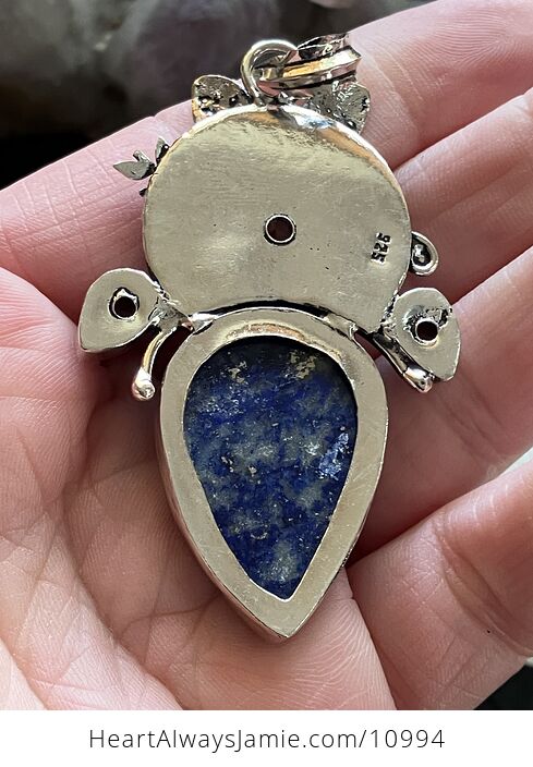 Butterfly Lapiz Lazuli Coral and Peridot Crystal Stone Jewelry Pendant - #ENoSr6G25HI-5