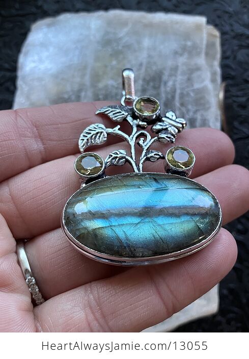 Butterfly Plant Citrine and Labradorite Pendant Crystal Stone Jewelry - #c1E9oZLElqY-6