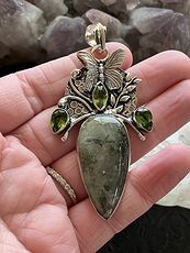 Butterfly Prehnite with Epidote Crystal Stone Jewelry Pendant #8Mn9NGCZfTY