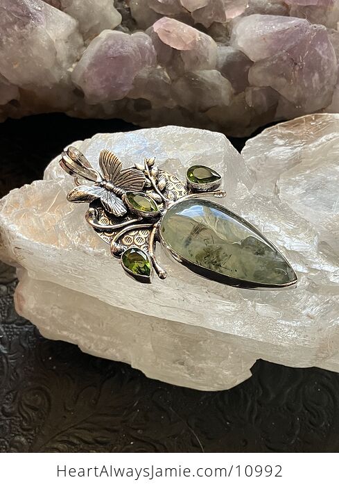 Butterfly Prehnite with Epidote Crystal Stone Jewelry Pendant - #8Mn9NGCZfTY-5