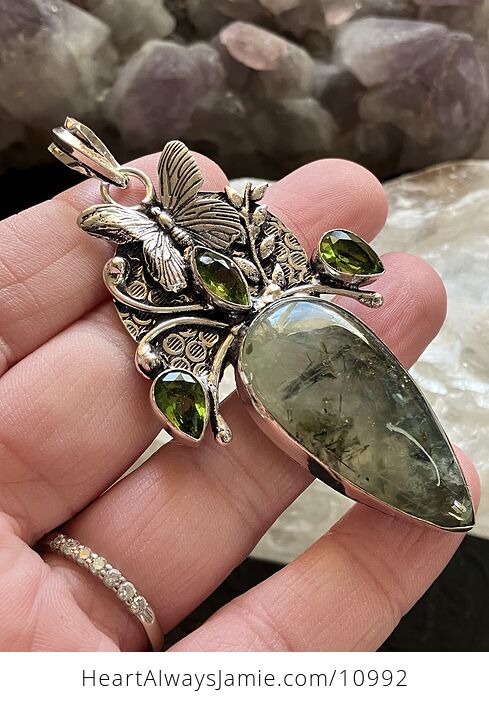 Butterfly Prehnite with Epidote Crystal Stone Jewelry Pendant - #8Mn9NGCZfTY-2