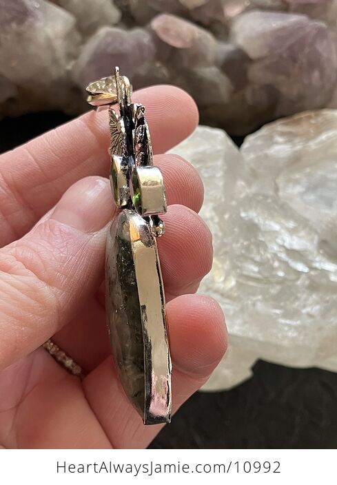 Butterfly Prehnite with Epidote Crystal Stone Jewelry Pendant - #8Mn9NGCZfTY-3