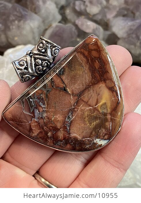 Butterfly Wing Brecciated Jasper Stone Crystal Jewelry Pendant - #qTUu522mrZk-2