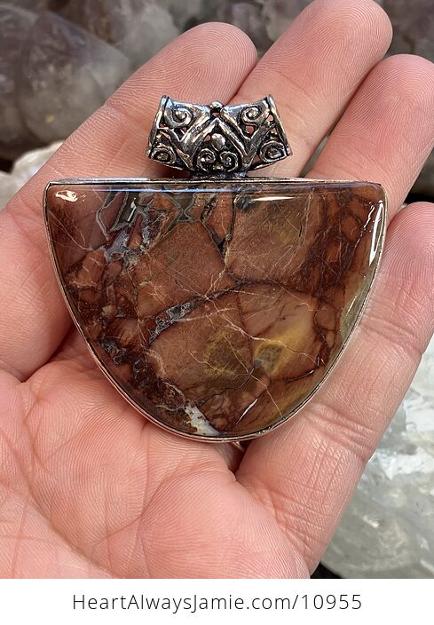 Butterfly Wing Brecciated Jasper Stone Crystal Jewelry Pendant - #qTUu522mrZk-1