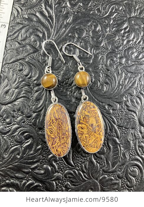 Calligraphy Jasper and Tigers Eye Crystal Stone Jewelry Earrings - #rY3ki6qykVQ-3