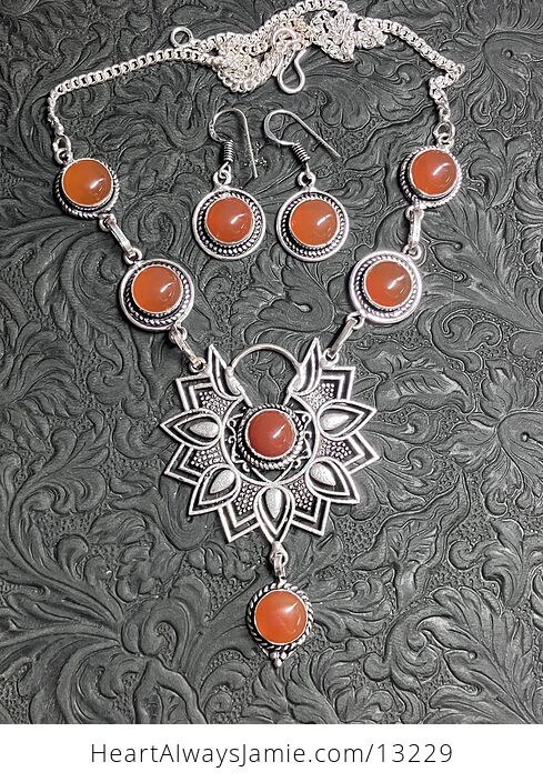 Carnelian Boho Styled Mandala Stone Crystal Jewelry Set - #5dxJefPCaNA-1