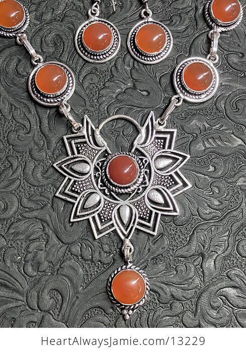 Carnelian Boho Styled Mandala Stone Crystal Jewelry Set - #5dxJefPCaNA-2