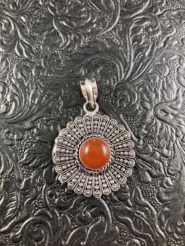 Carnelian Crystal Stone and Silver Flower Jewelry Pendant #NaxK2TYYs8Y