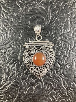 Carnelian Crystal Stone and Silver Heart Jewelry Pendant #gTsvEfNTuSY