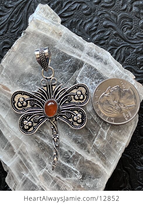 Carnelian Dragonfly Stone Jewelry Crystal Pendant - #fCSNmd2KxzY-3