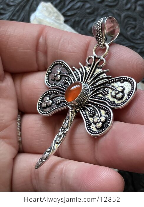 Carnelian Dragonfly Stone Jewelry Crystal Pendant - #fCSNmd2KxzY-5