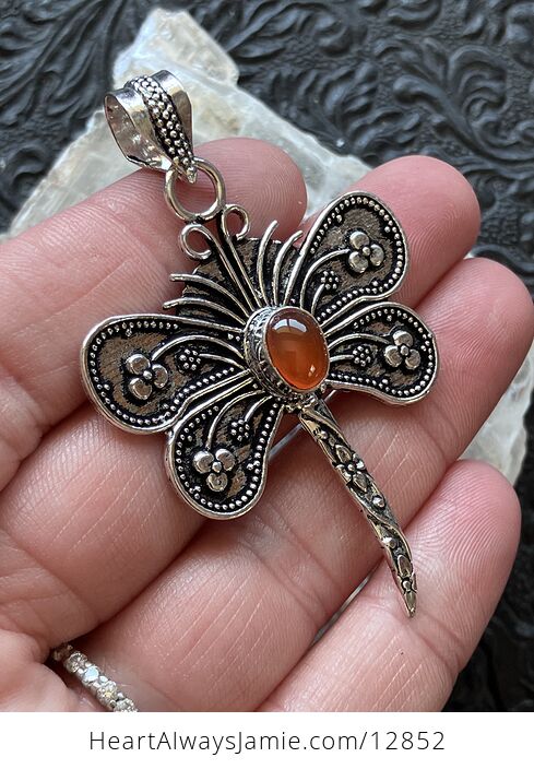 Carnelian Dragonfly Stone Jewelry Crystal Pendant - #fCSNmd2KxzY-4