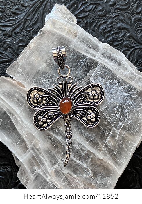 Carnelian Dragonfly Stone Jewelry Crystal Pendant - #fCSNmd2KxzY-2