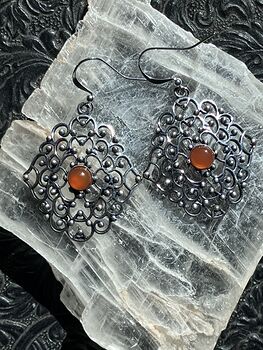 Carnelian Filigree Stone Earrings Crystal Jewelry #rpduDwhs0wE