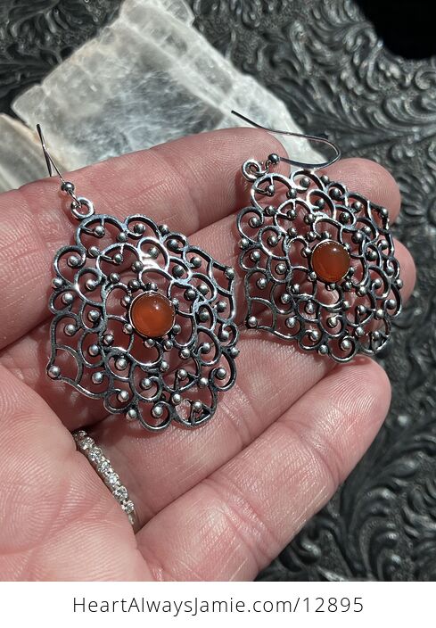 Carnelian Filigree Stone Earrings Crystal Jewelry - #rpduDwhs0wE-4