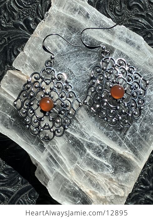 Carnelian Filigree Stone Earrings Crystal Jewelry - #rpduDwhs0wE-1