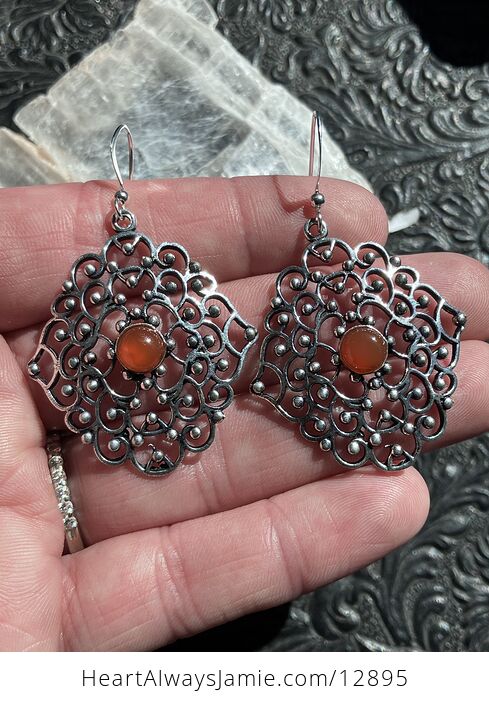 Carnelian Filigree Stone Earrings Crystal Jewelry - #rpduDwhs0wE-3