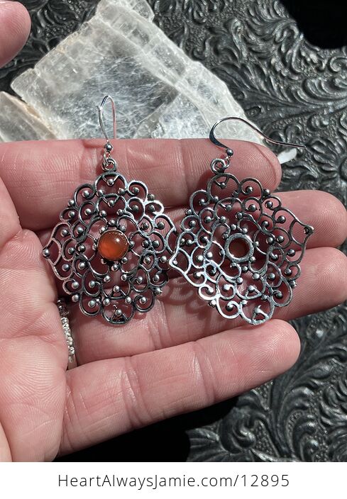 Carnelian Filigree Stone Earrings Crystal Jewelry - #rpduDwhs0wE-5