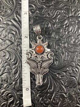 Carnelian Flower with Moons and Lunar Moth Crystal Stone Jewelry Pendant #ig253Nj4PT8
