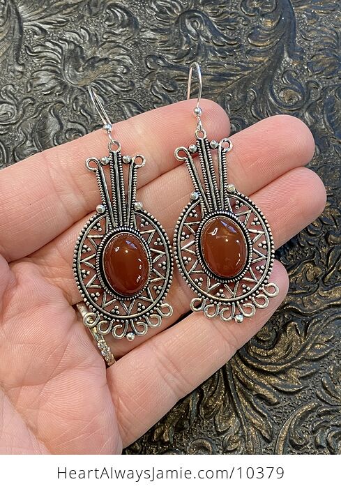 Carnelian Handcrafted Stone Jewelry Crystal Earrings - #AnugykmOaOE-2