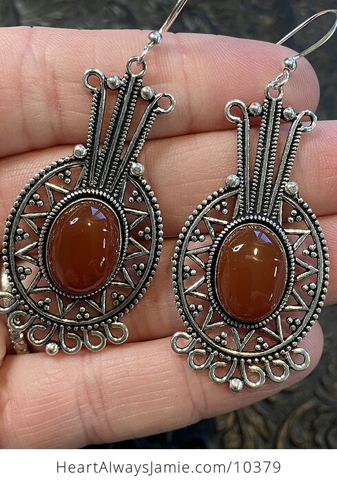 Carnelian Handcrafted Stone Jewelry Crystal Earrings - #AnugykmOaOE-3